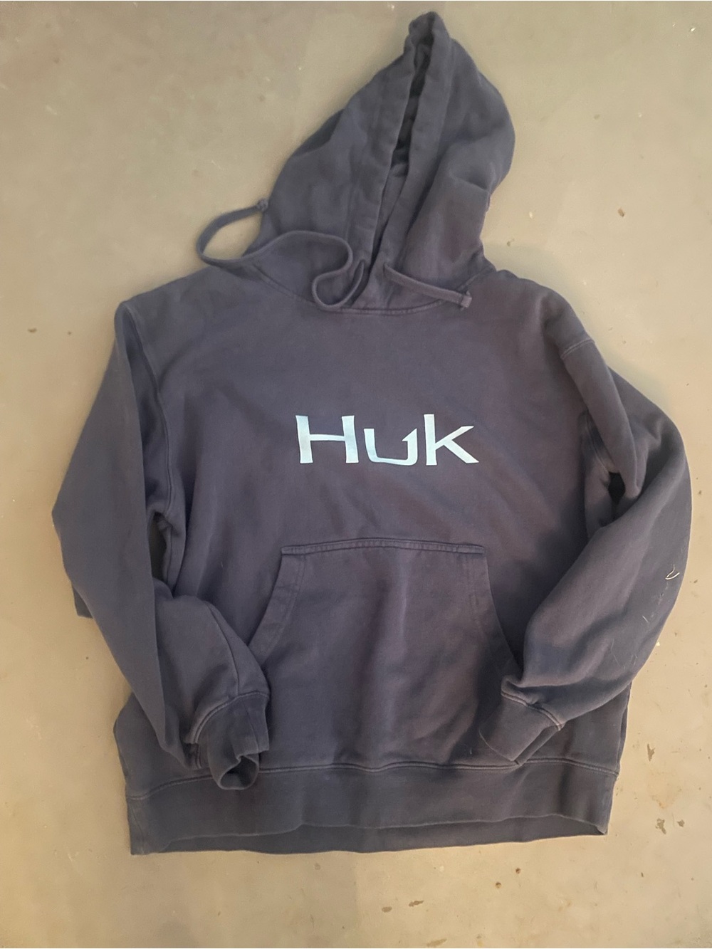 Huk Navy Hoodie with Light Blue Logo